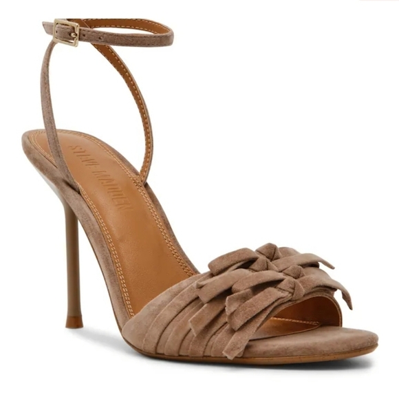 🔹️Steve Madden🔹️ Taupe Suede Porsha Strappy High Heel Sandals - Picture 1 of 7
